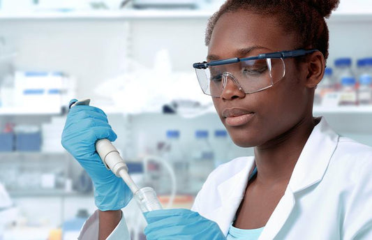 Woman scientist testing product. Clinically Proven Codex Beauty